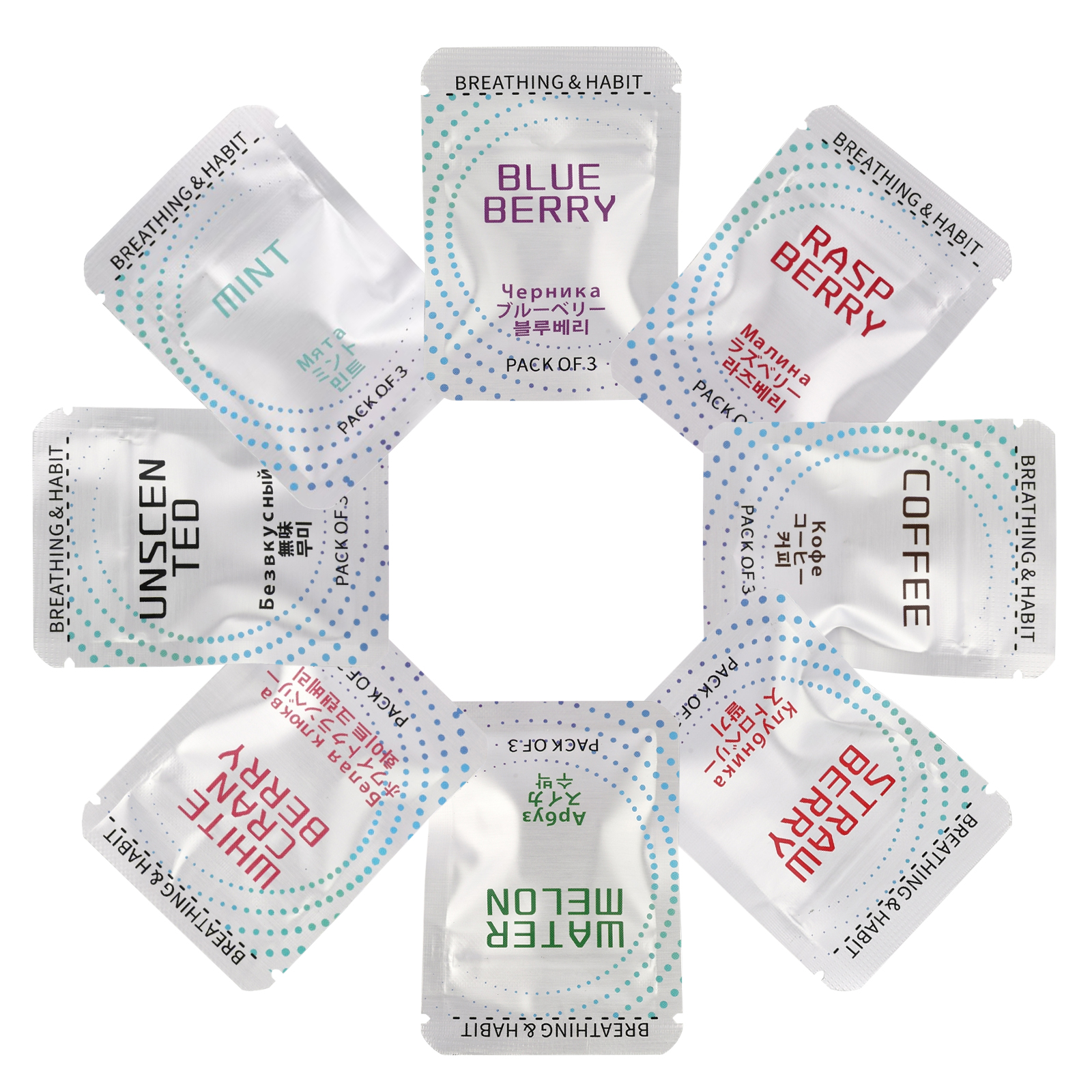 5*20 PRO MAX Breathing Necklace Replacement Cotton Wicks – 8 Flavors, 3 Sticks per Pack