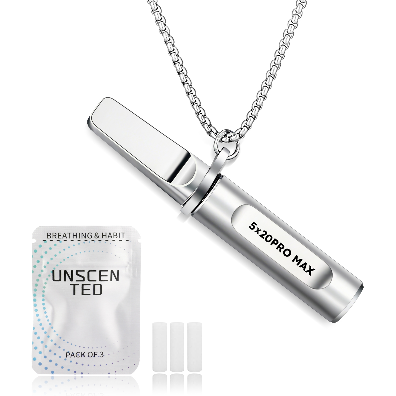 Stainless-Steel Breathing Necklace with Filter Cotton