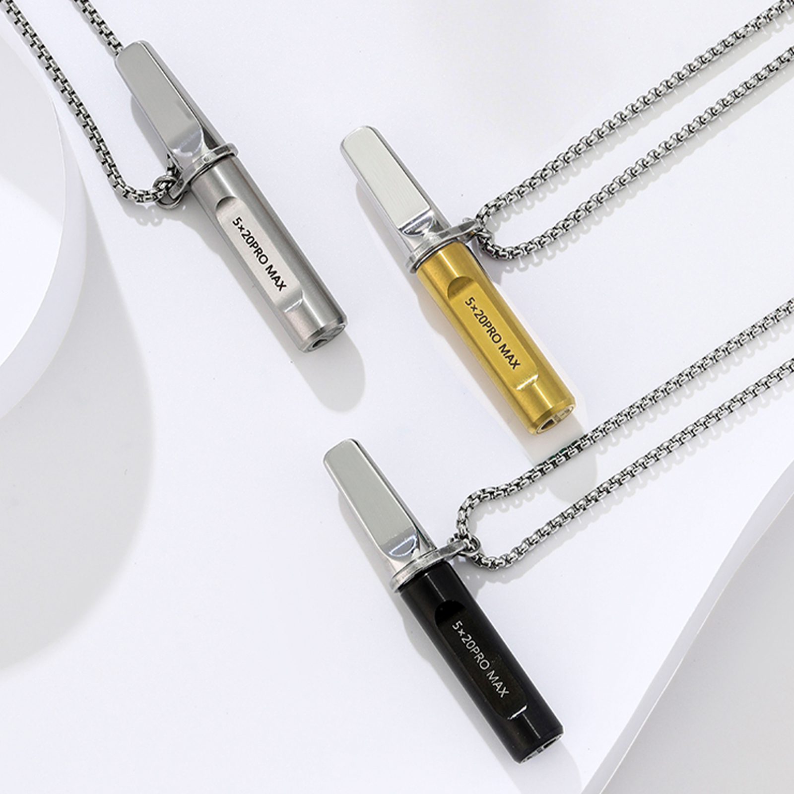 Stainless-Steel Breathing Necklace with Filter Cotton