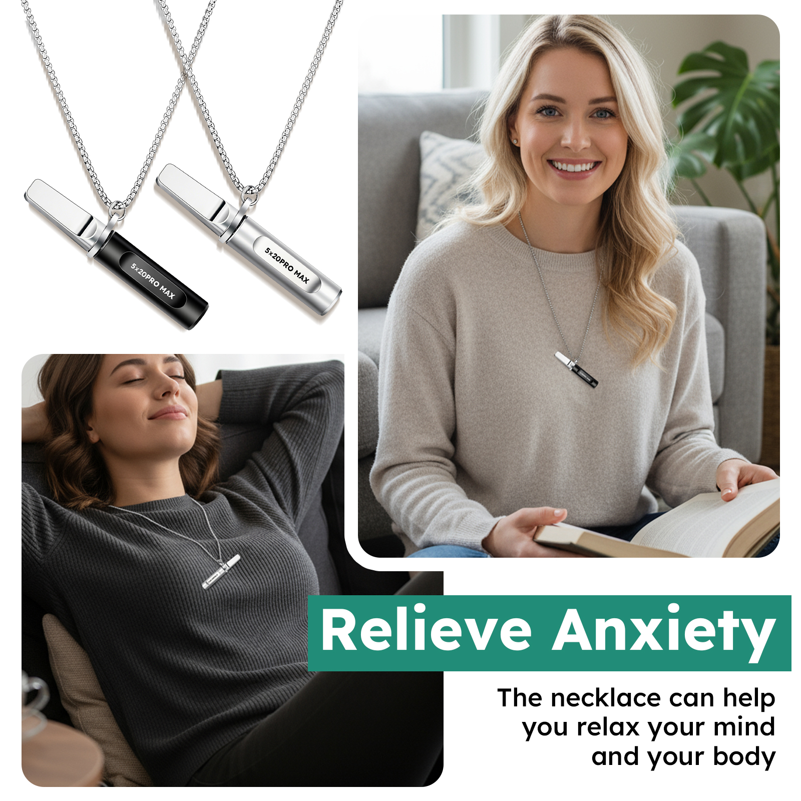 Stainless-Steel Breathing Necklace with Filter Cotton