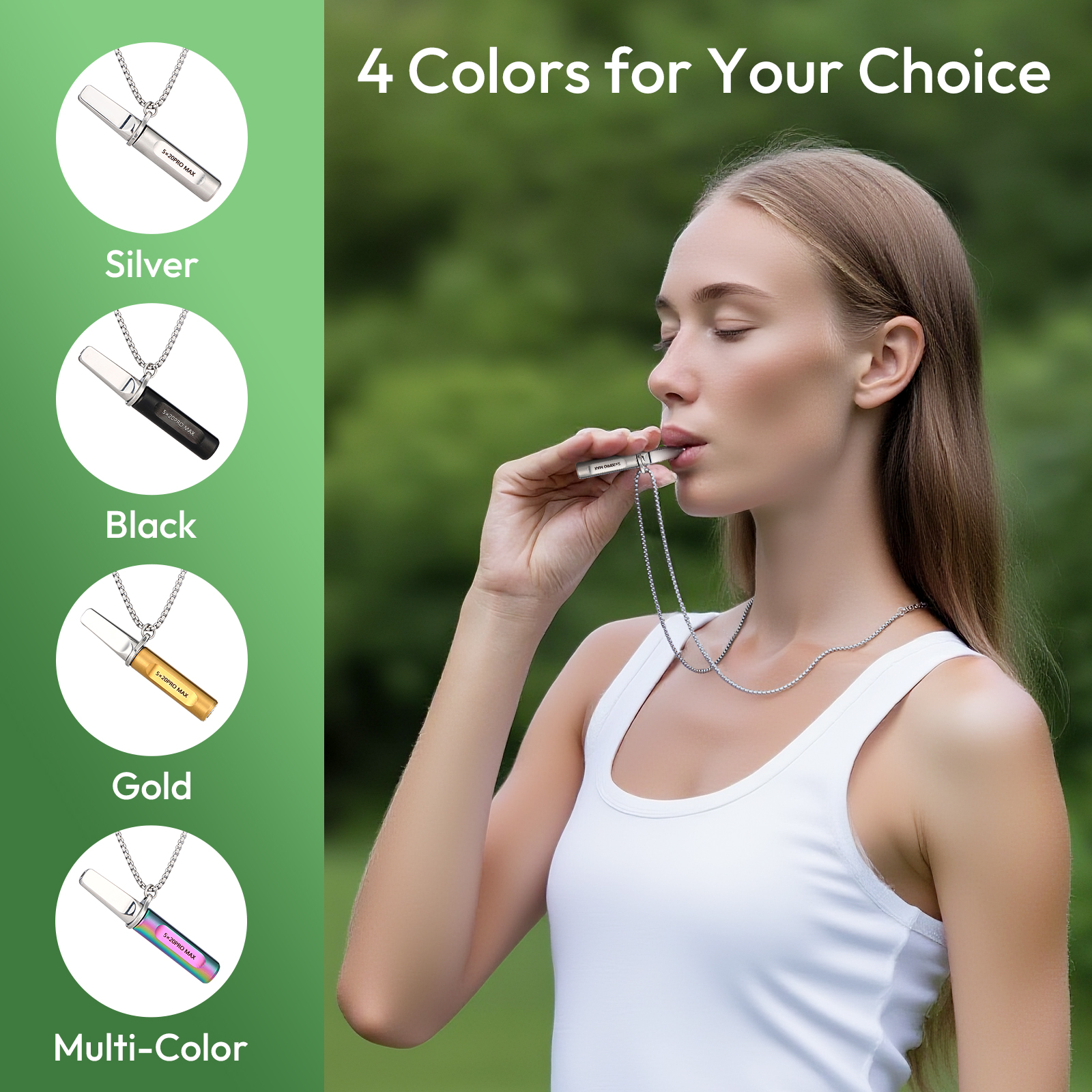 Stainless-Steel Breathing Necklace with Filter Cotton