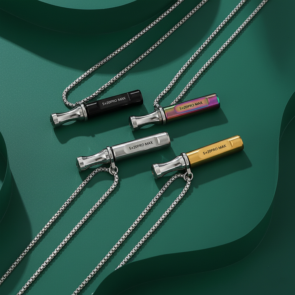 Midnight Steel Breathing Necklace with Filter Cotton