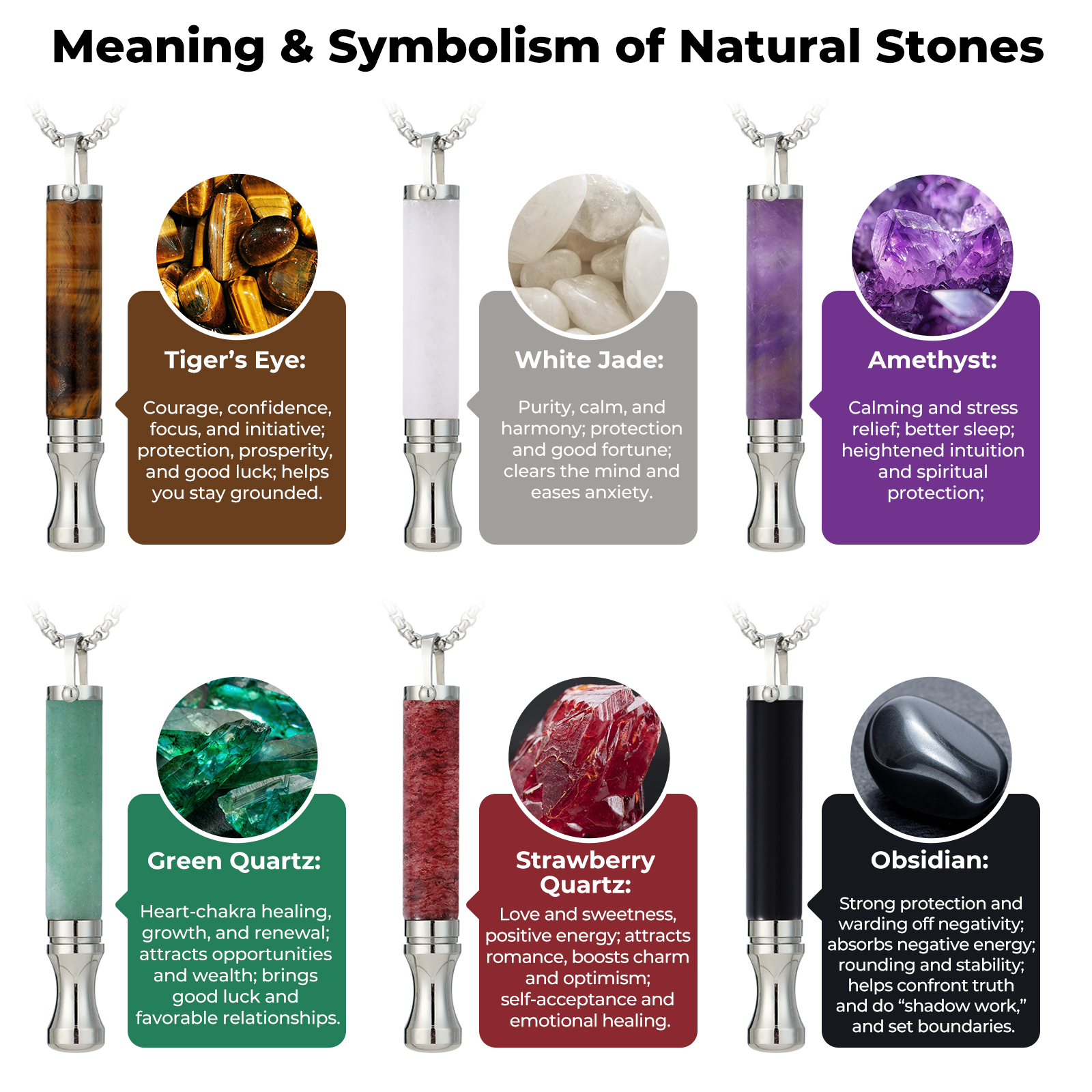 Gemstone Collection Breathing Necklace with Filter Cotton