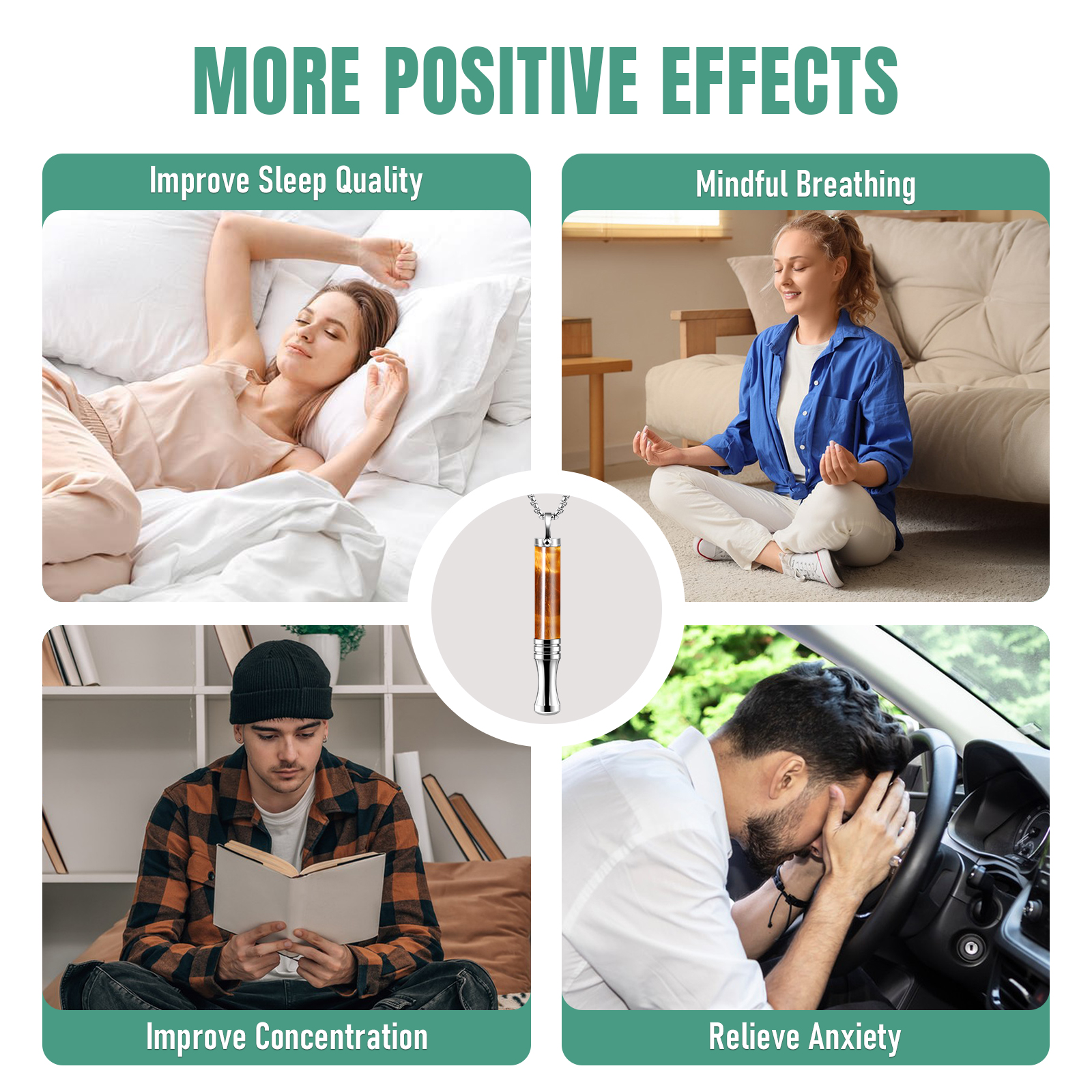 Gemstone Collection Breathing Necklace with Filter Cotton