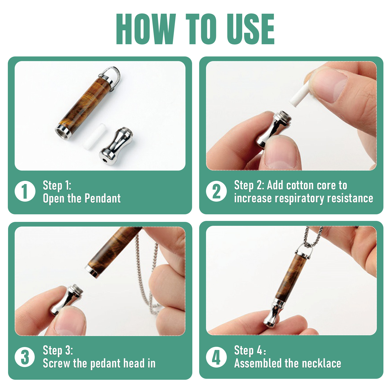 Gemstone Collection Breathing Necklace with Filter Cotton