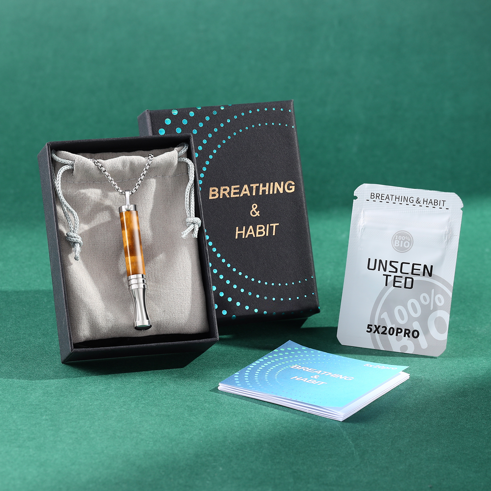 Gemstone Collection Breathing Necklace with Filter Cotton