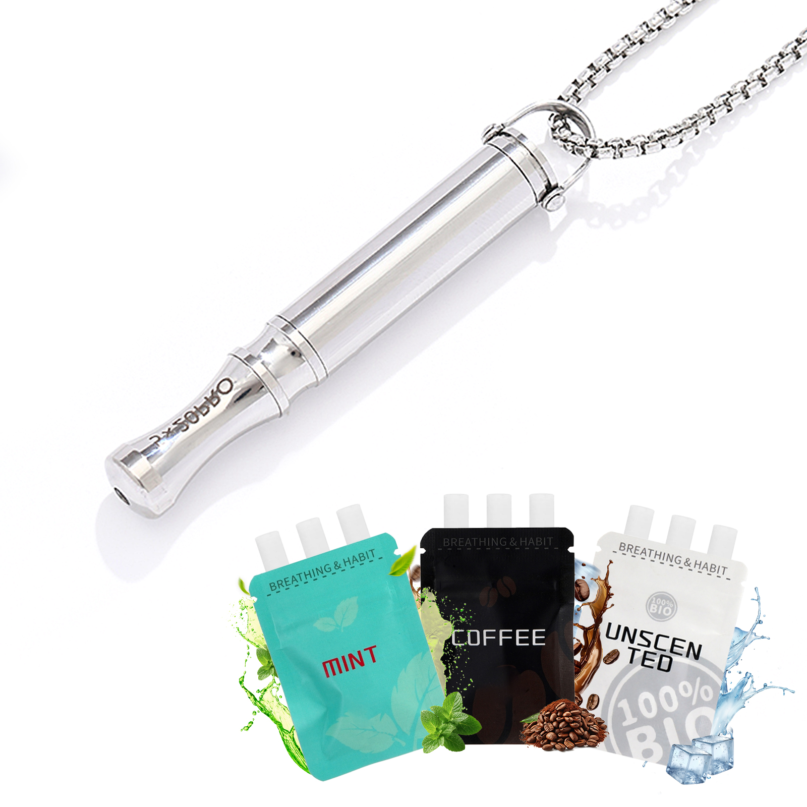 Sleek Stainless Steel Breathing Necklace Pendant