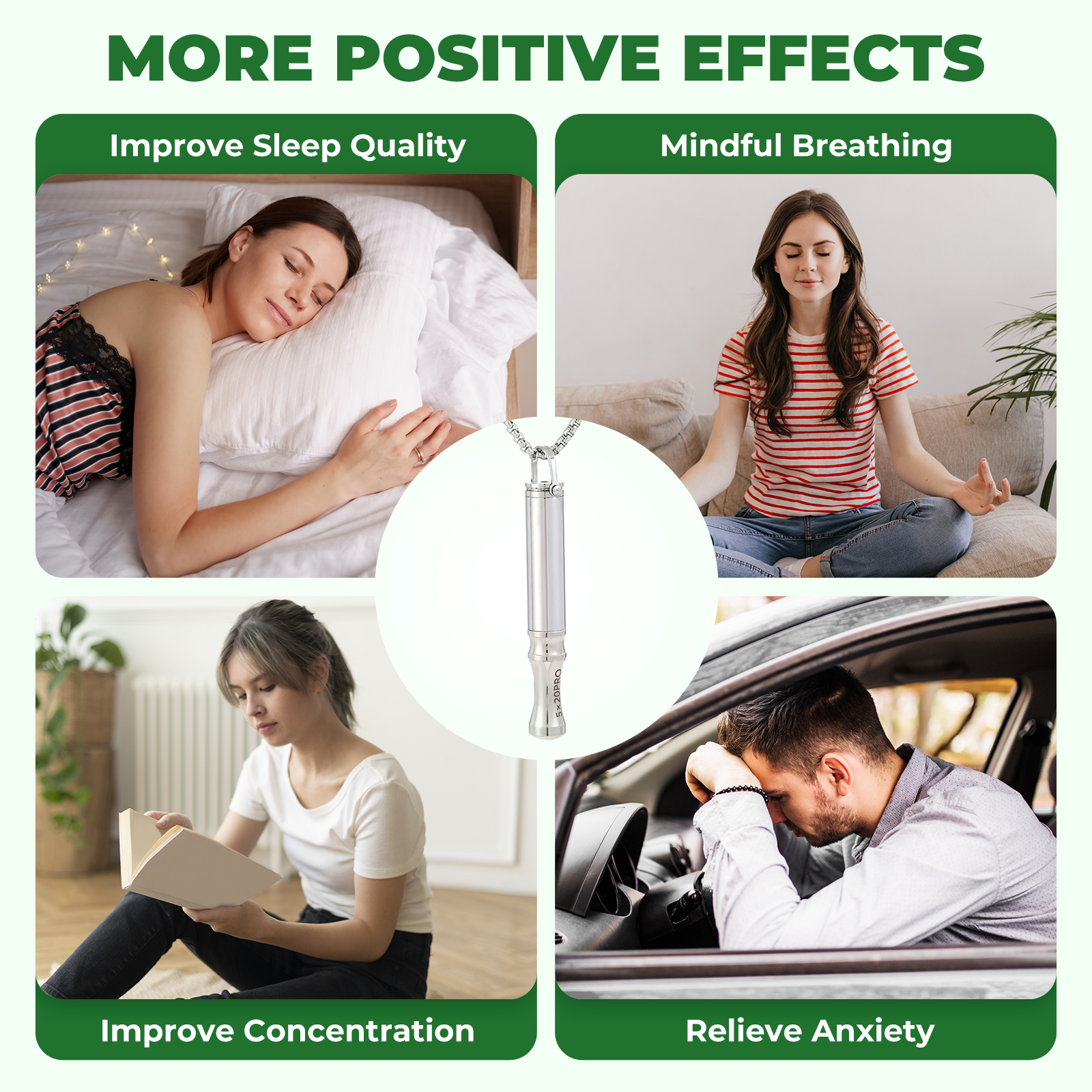 Sleek Stainless Steel Breathing Necklace Pendant