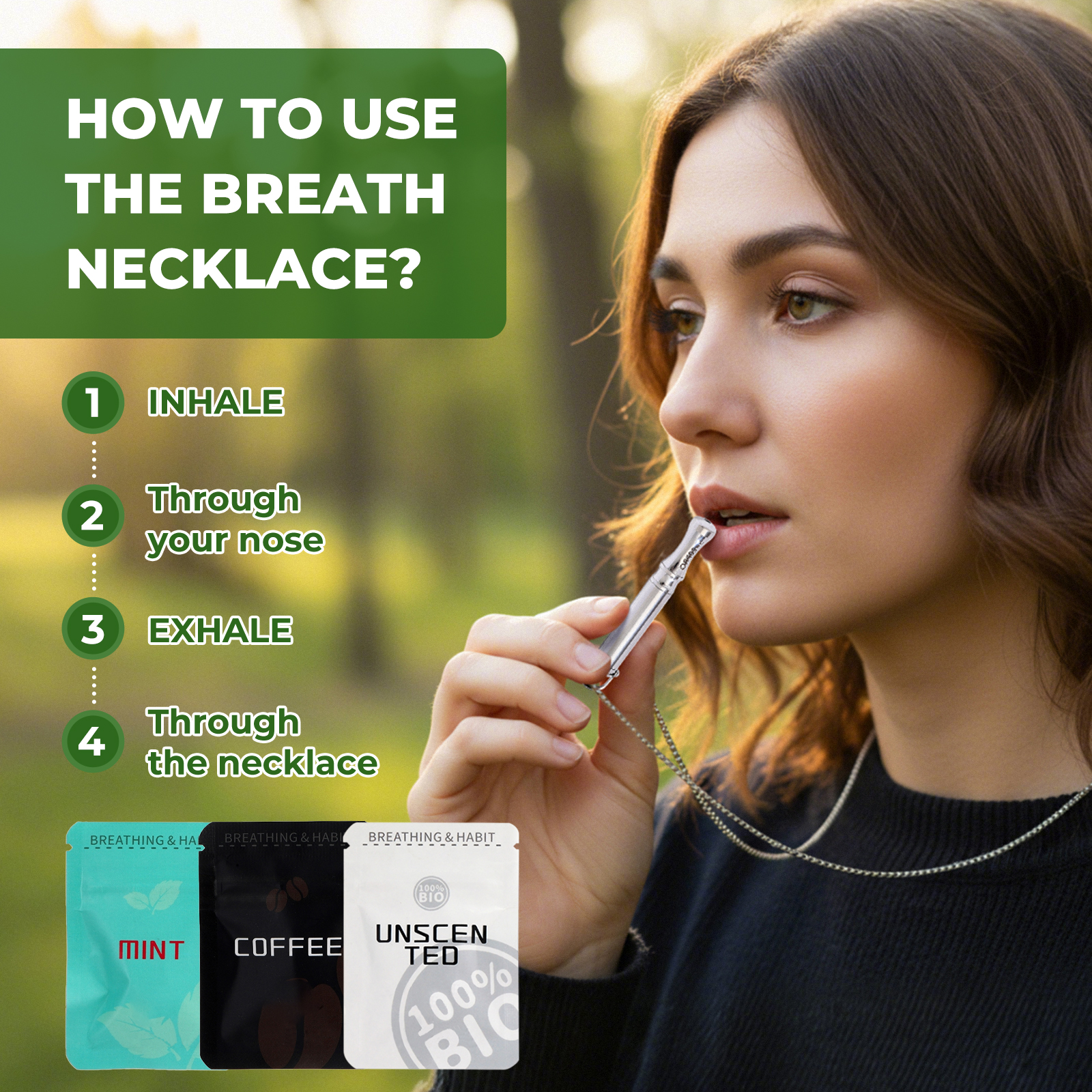 Sleek Stainless Steel Breathing Necklace Pendant