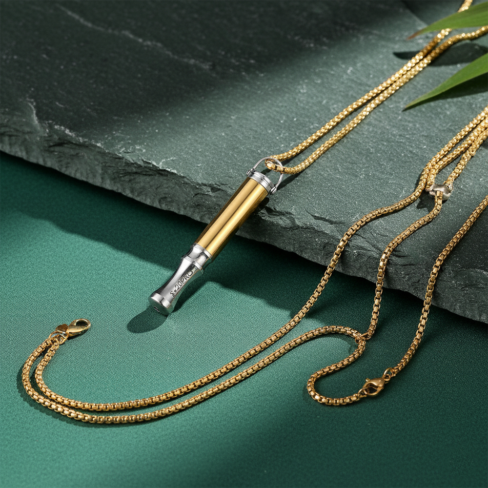 Sleek Stainless Steel Breathing Necklace Pendant