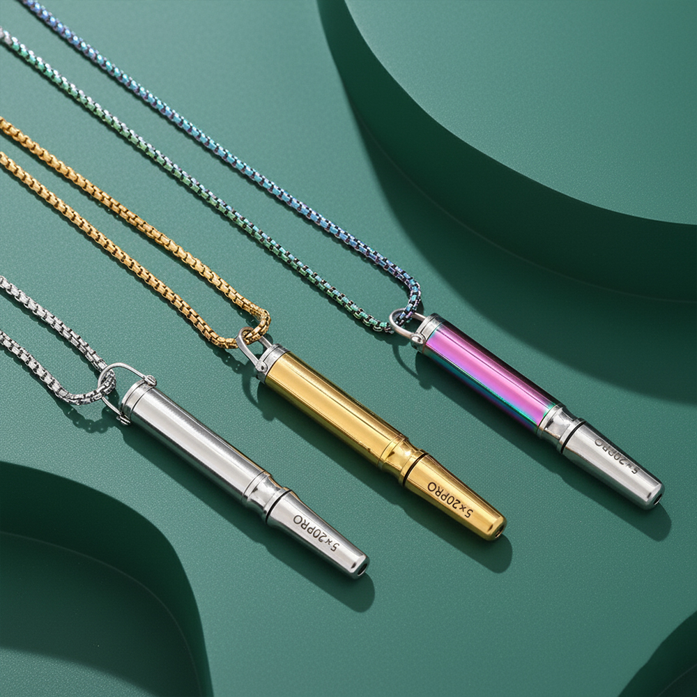 Sleek Stainless Steel Breathing Pendant Necklace