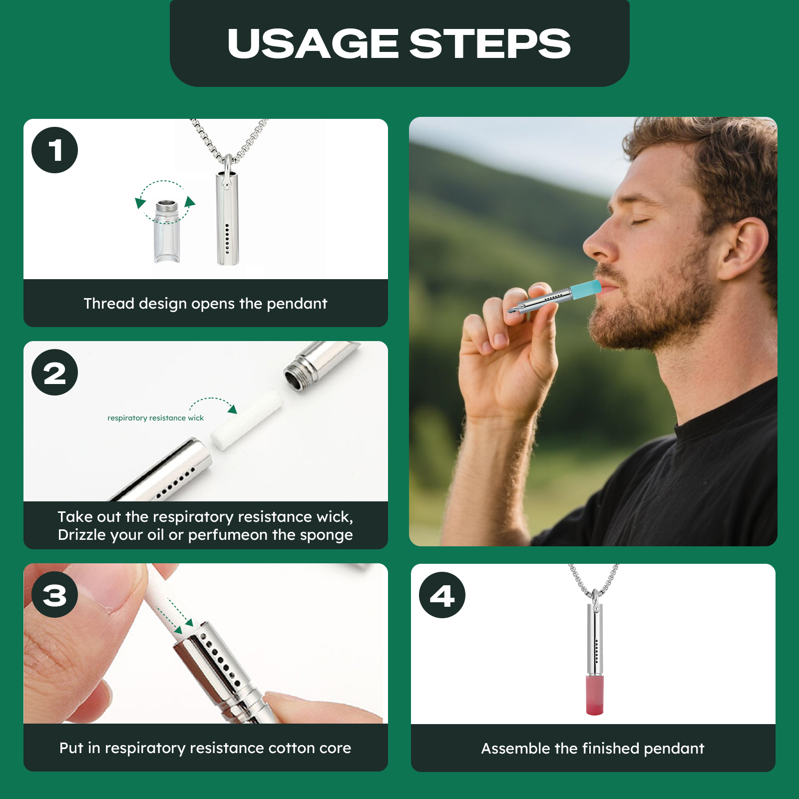 Adjustable Stainless Steel Breathing Necklace