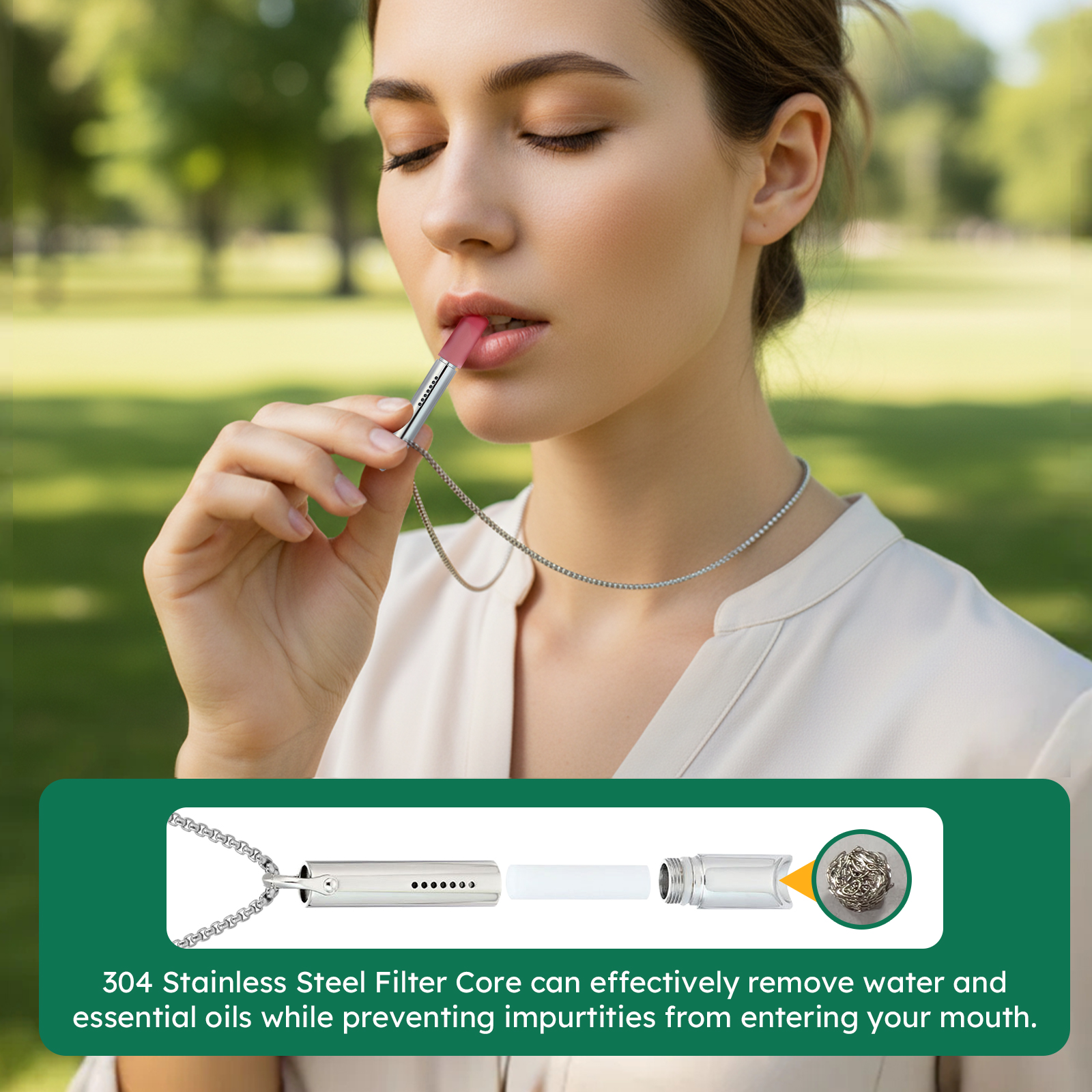 Adjustable Stainless Steel Breathing Necklace