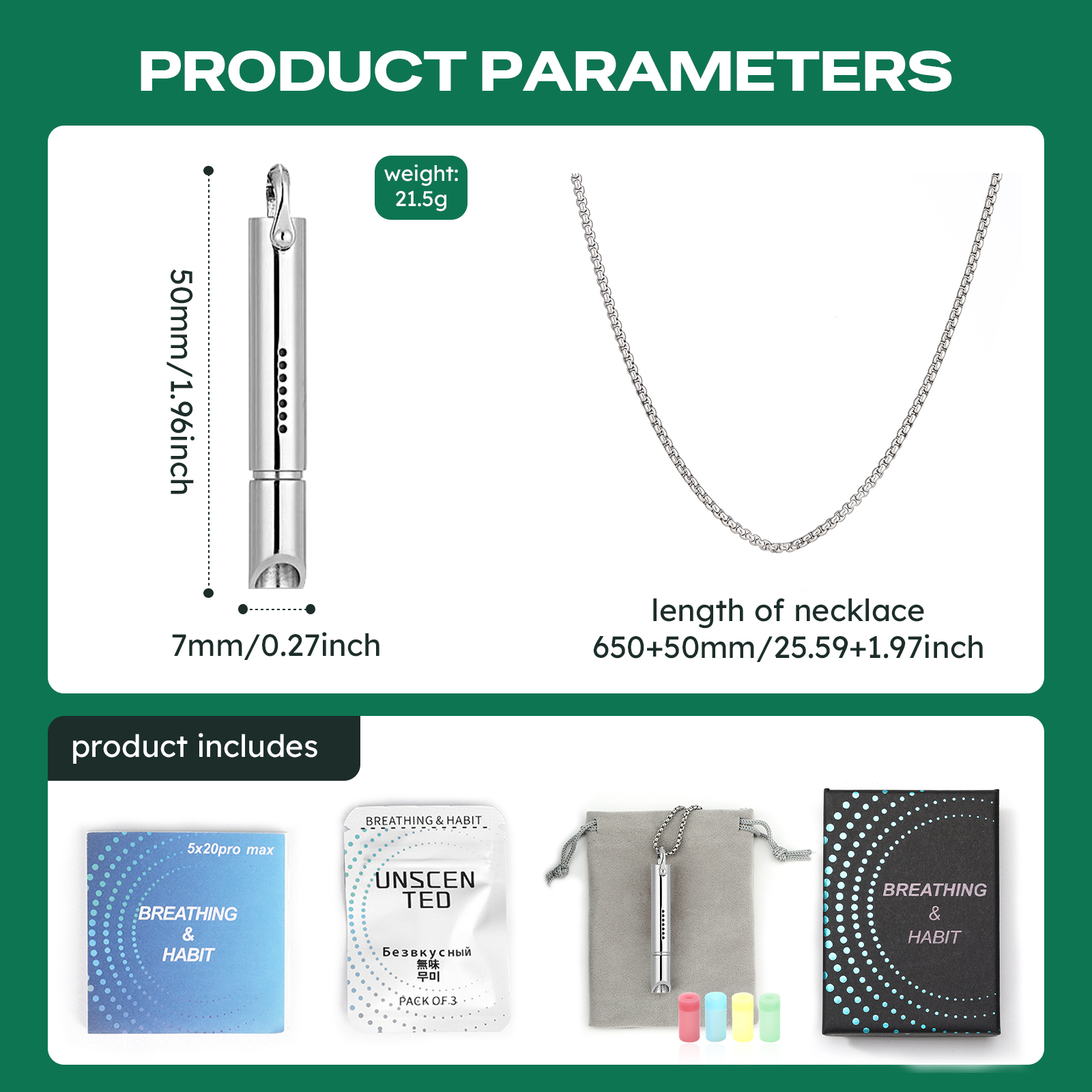 Adjustable Stainless Steel Breathing Necklace