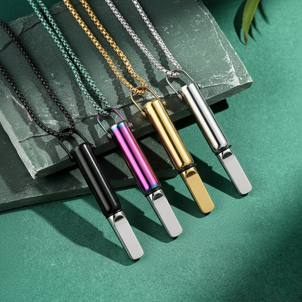 Sleek Stainless Steel Breathing Trainer Necklace