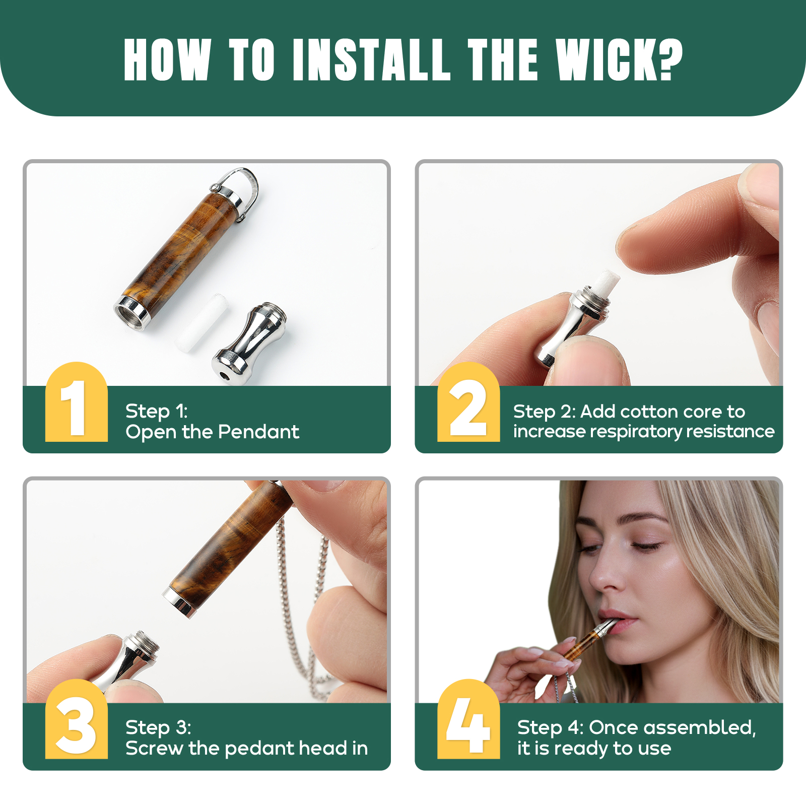 5*20 PRO Breathing Necklace Replacement Cotton Wicks – 18 Flavors, 3 Sticks per Pack