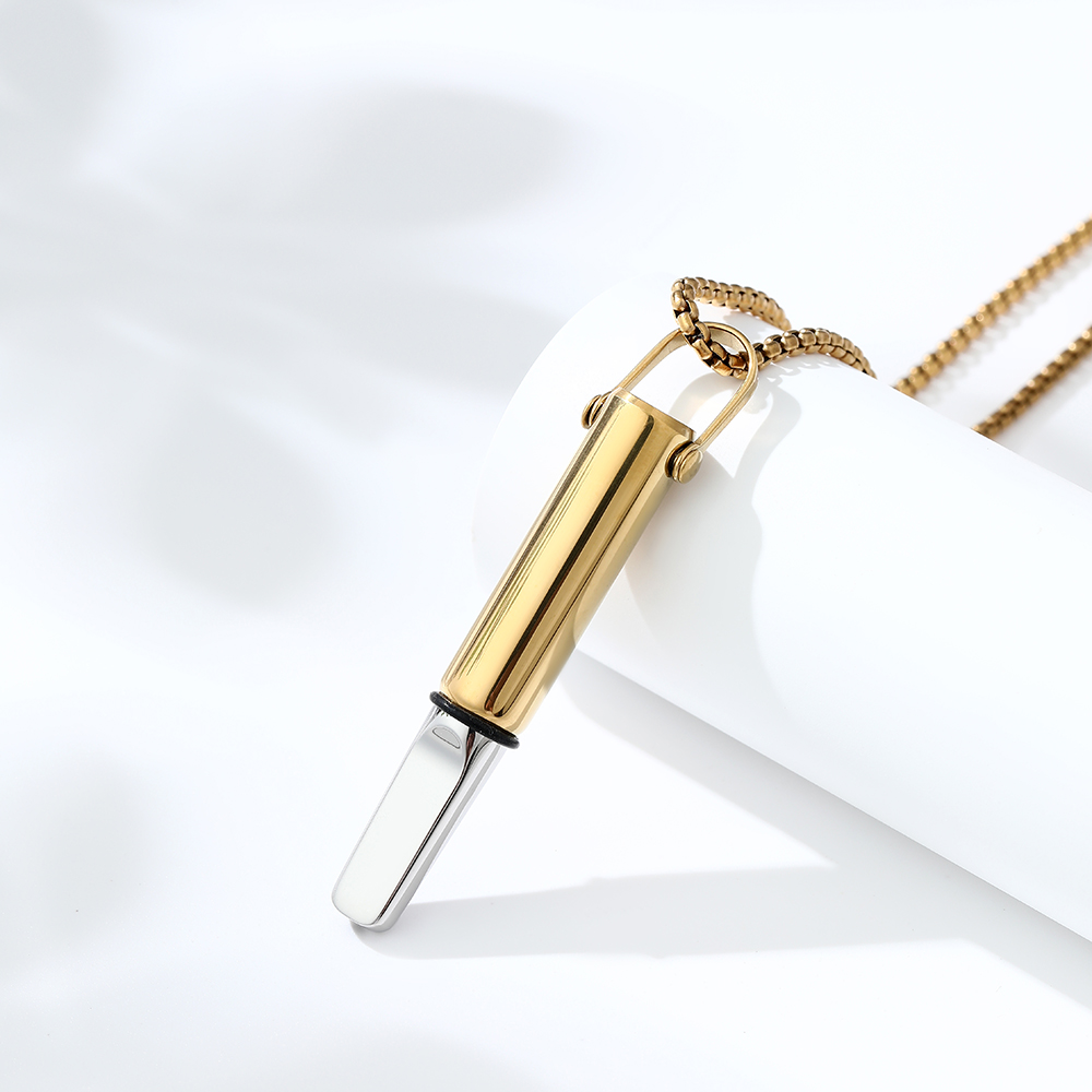 Sleek Stainless Steel Breathing Trainer Necklace