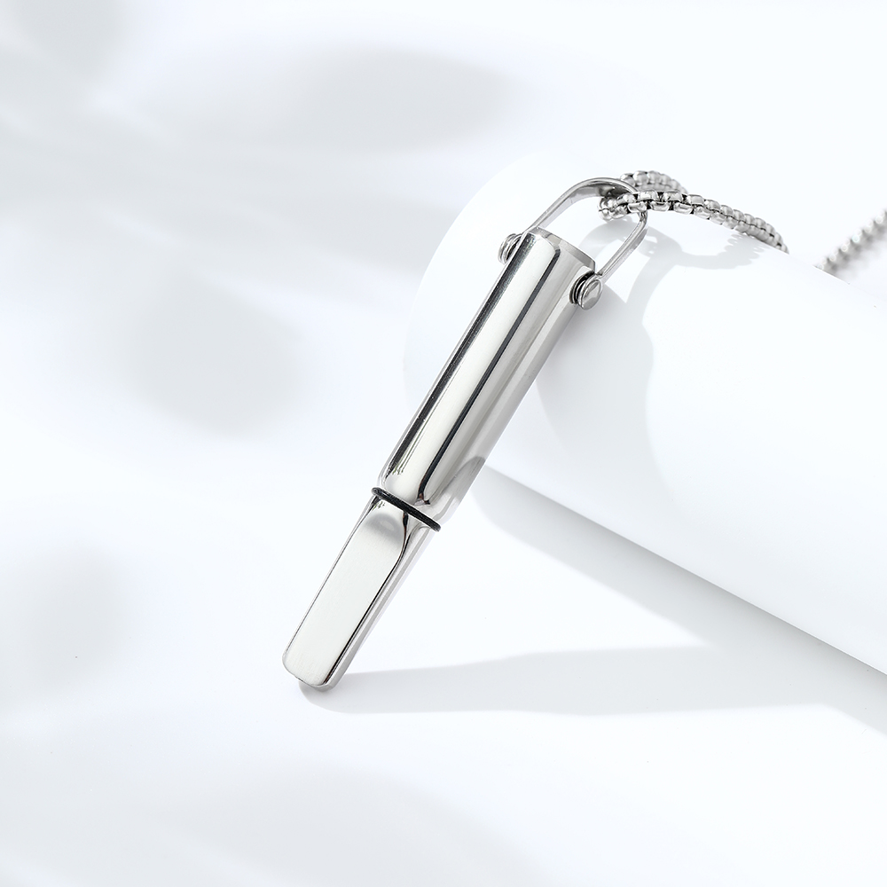 Sleek Stainless Steel Breathing Trainer Necklace
