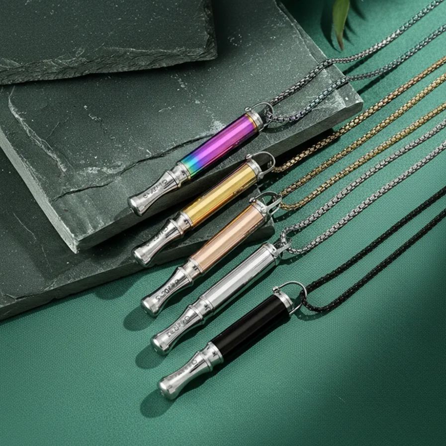 Sleek Stainless Steel Breathing Necklace Pendant