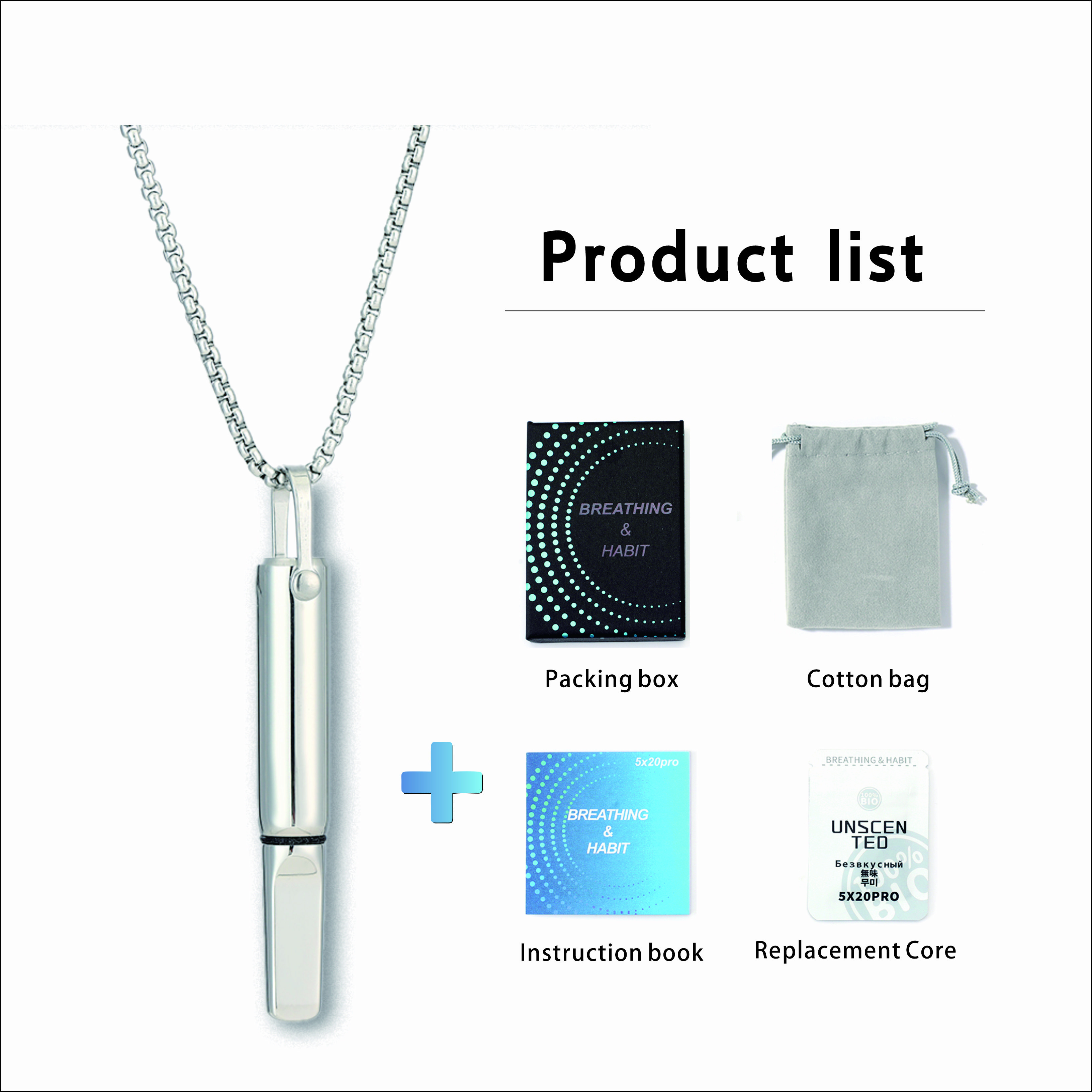 Sleek Stainless Steel Breathing Trainer Necklace