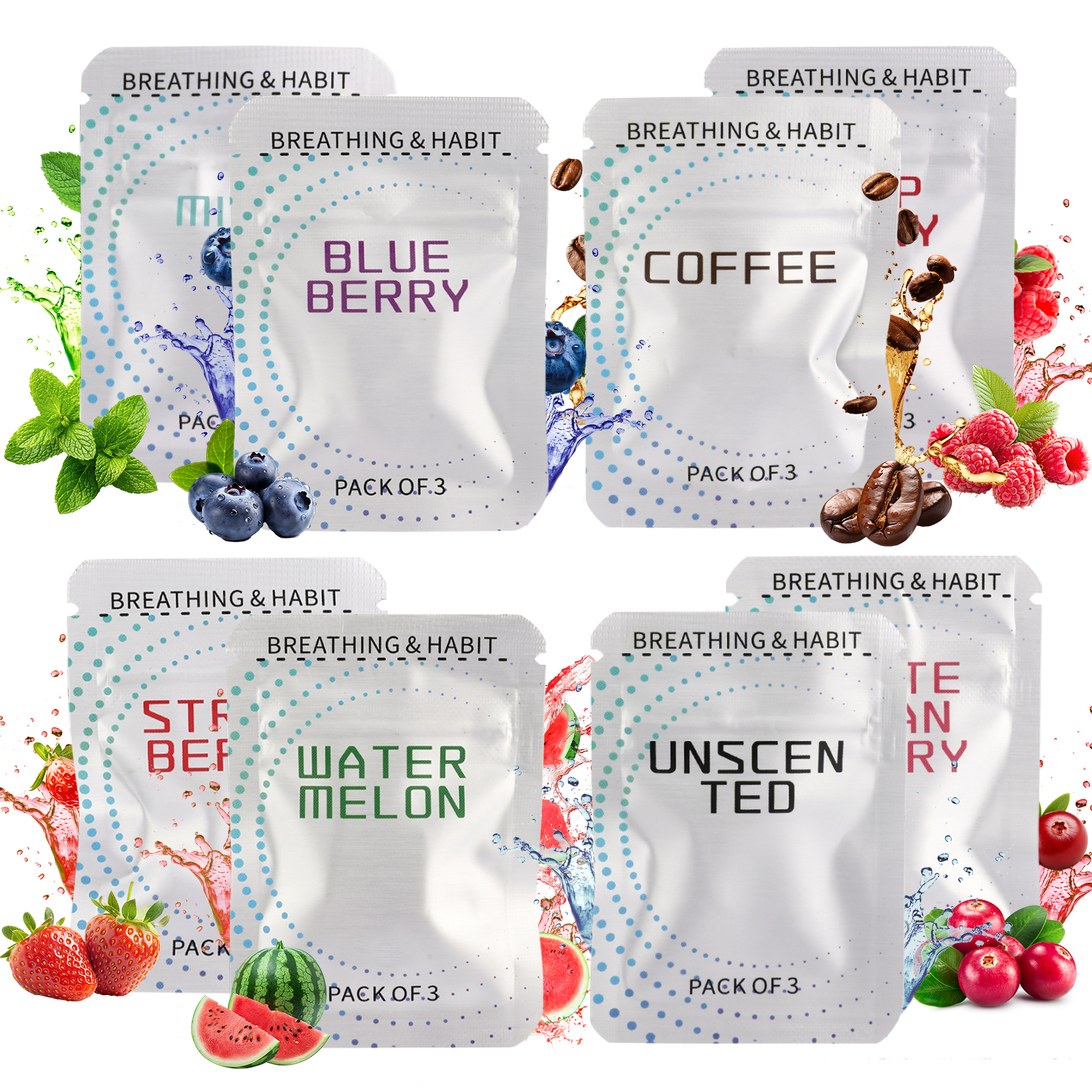 5*20 PRO MAX Breathing Necklace Replacement Cotton Wicks – 8 Flavors, 3 Sticks per Pack