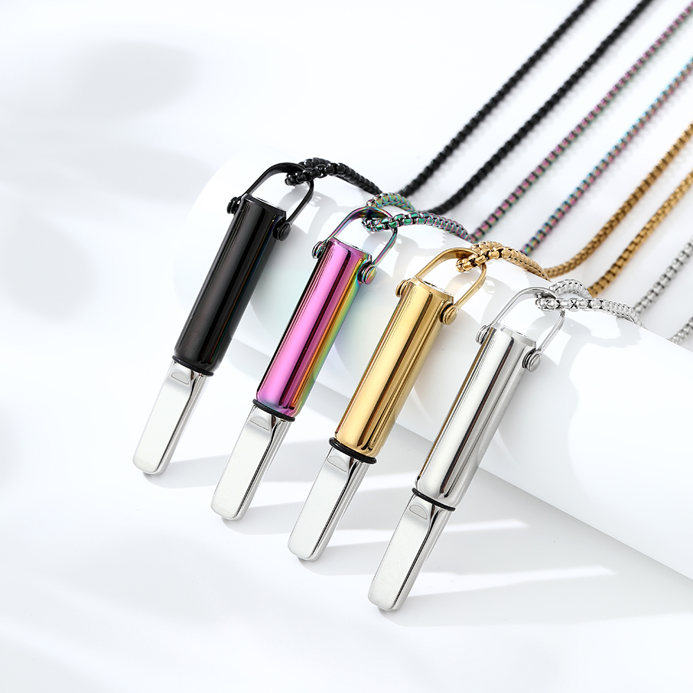 Sleek Stainless Steel Breathing Trainer Necklace