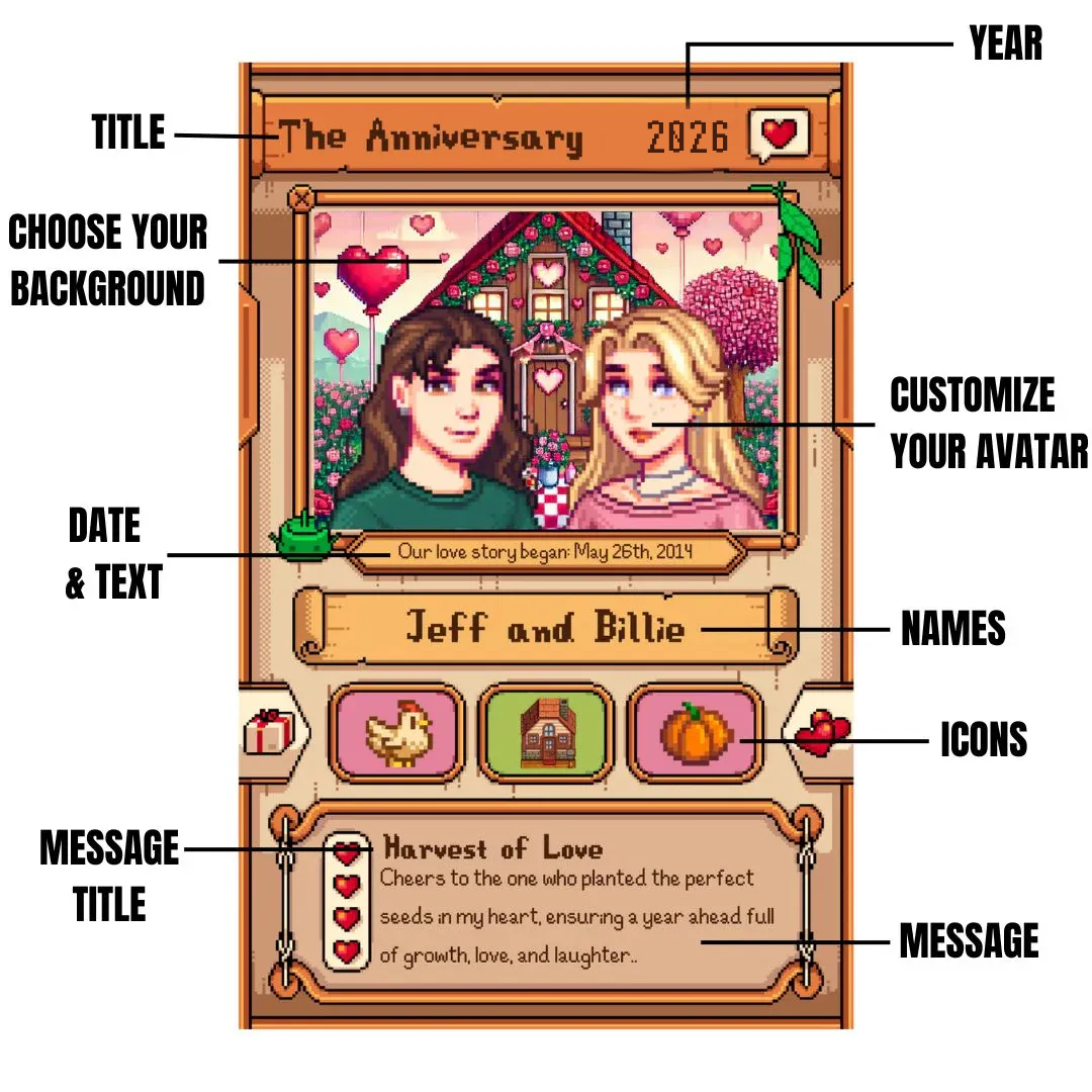 Custom Anniversary Card for Farming Game Lovers