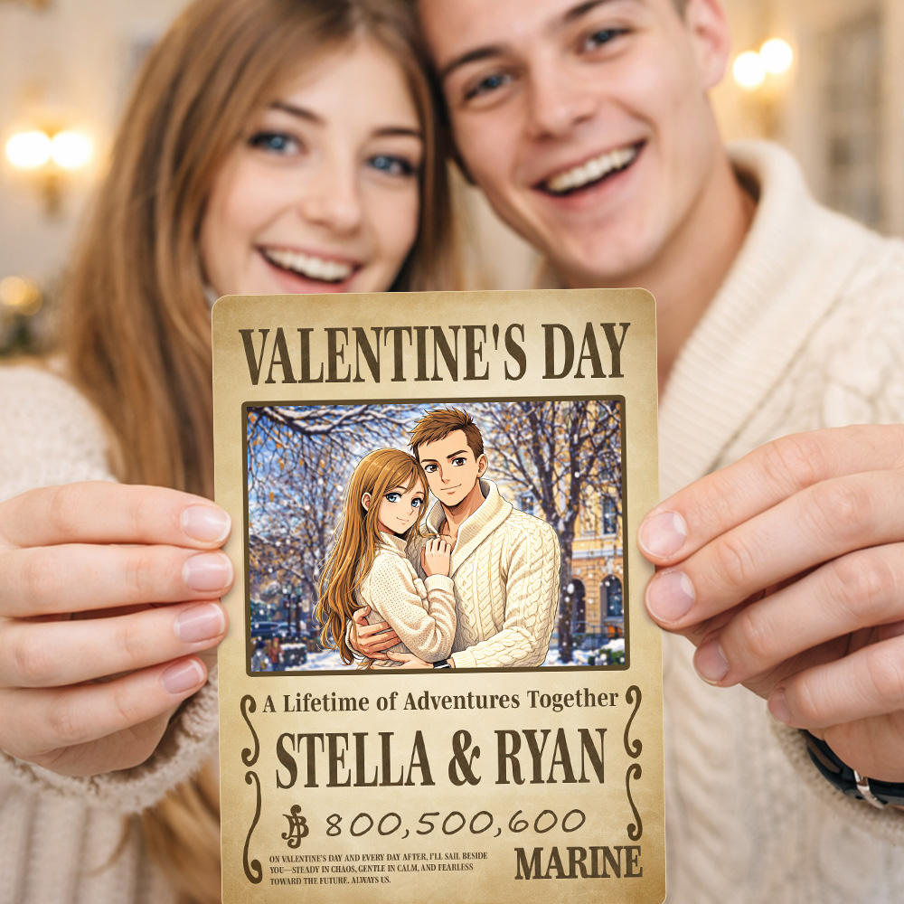 Custom Wanted Anime Card For Couples