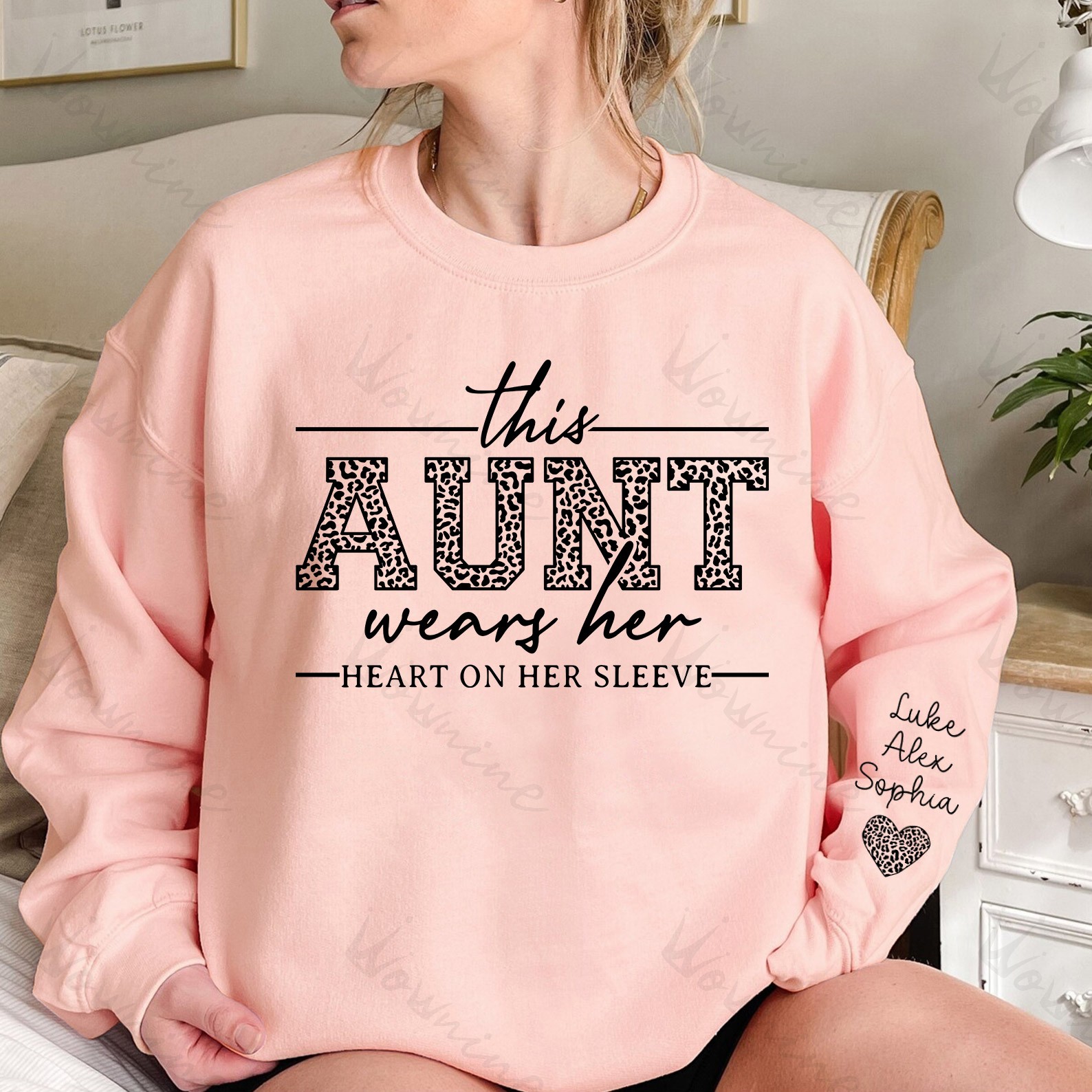 This Mama Wears Her Heart On Her Sleeve leopard print Hoodie