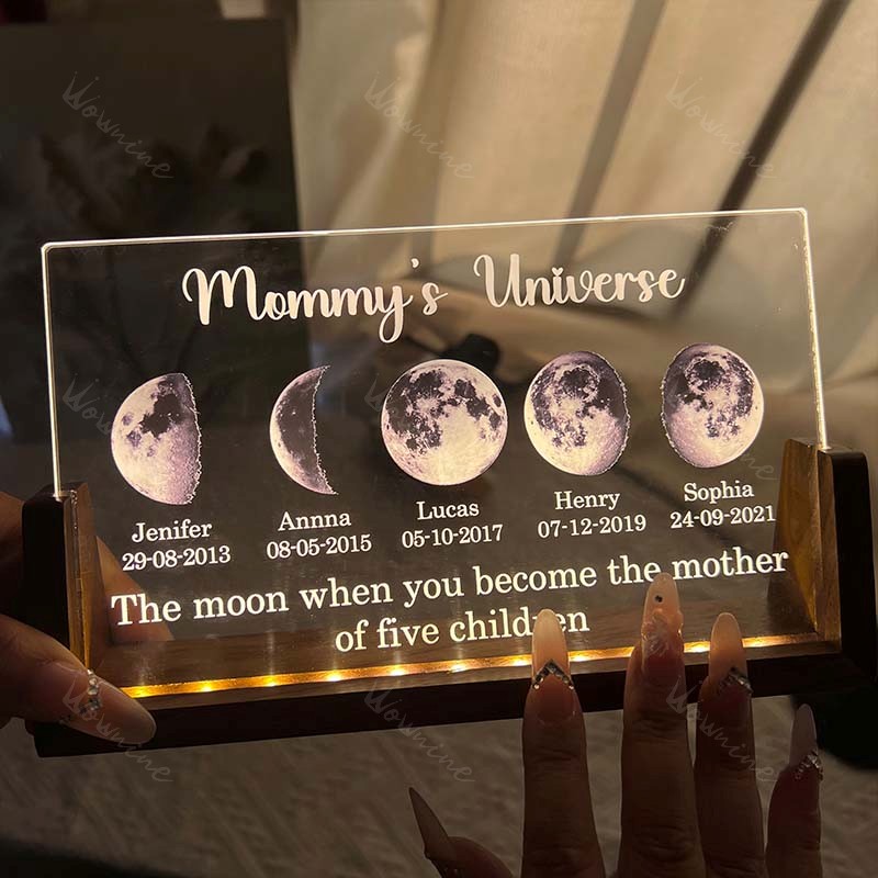U Led light frame with text and date - mom's universe