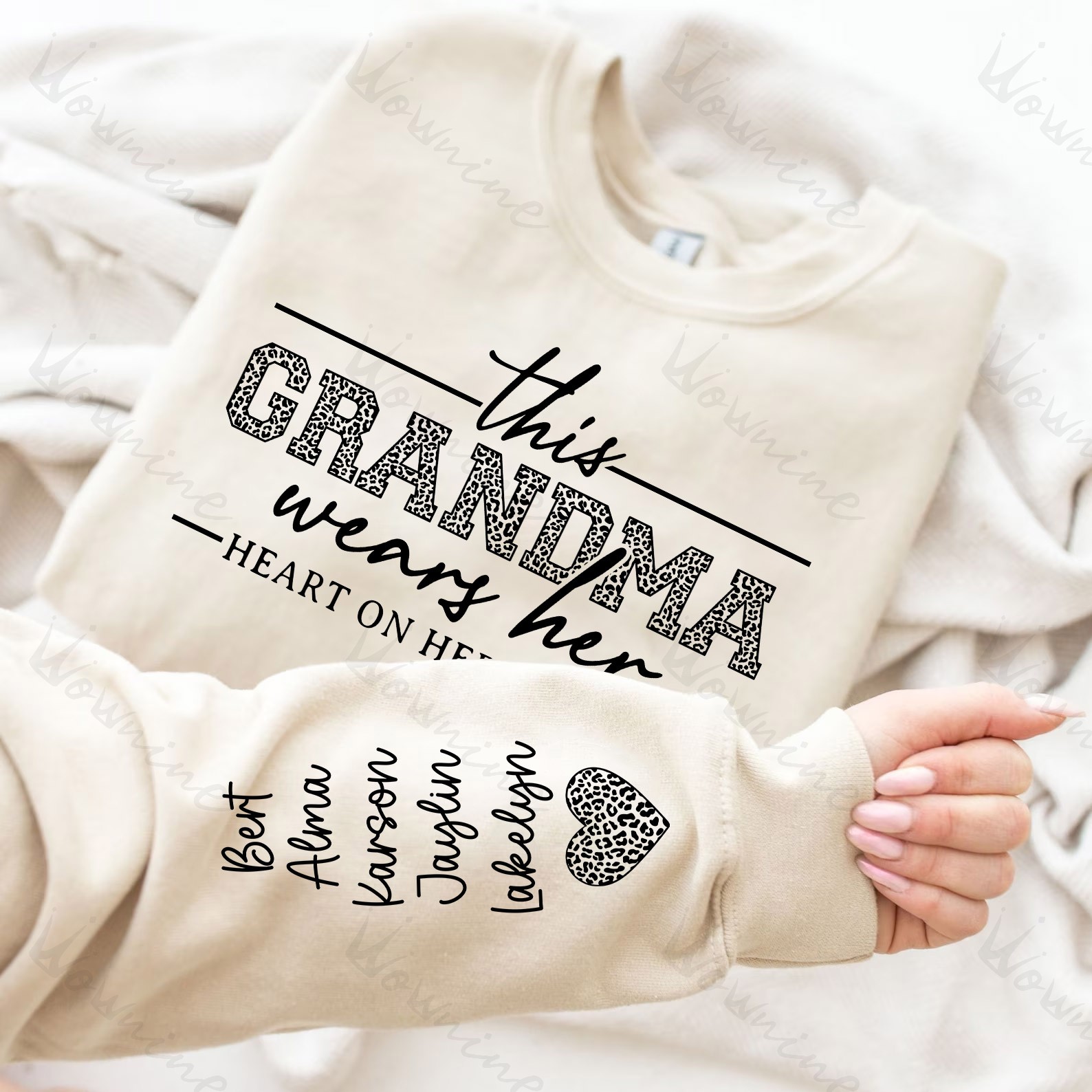 This Mama Wears Her Heart On Her Sleeve leopard print Hoodie