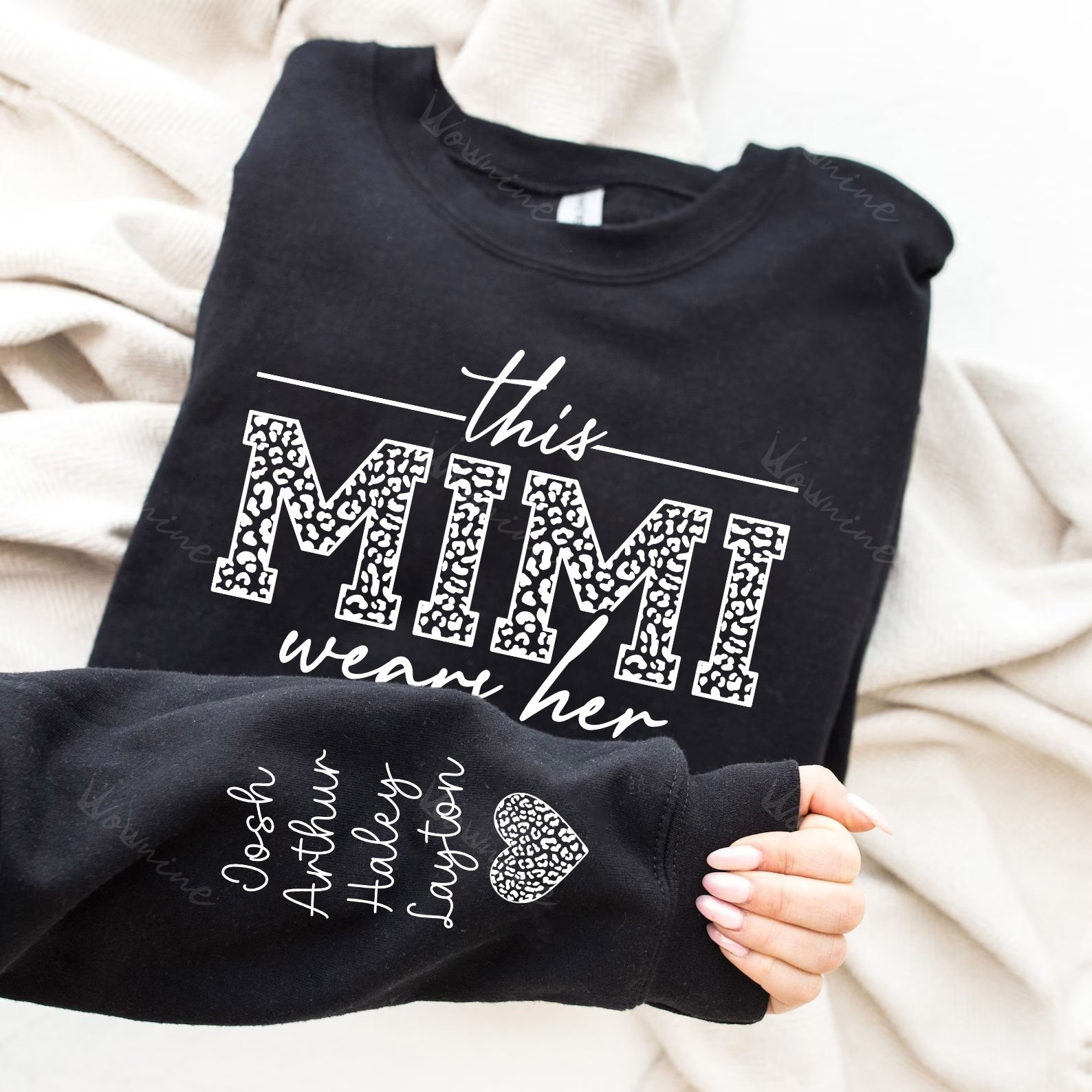 This Mama Wears Her Heart On Her Sleeve leopard print Hoodie