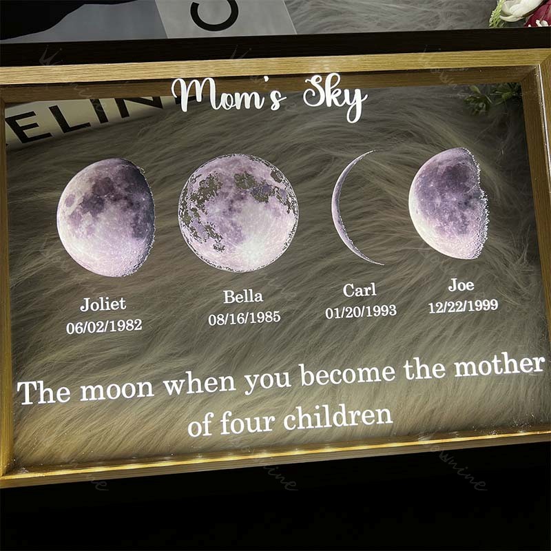 Led light frame with text and date - mom's universe