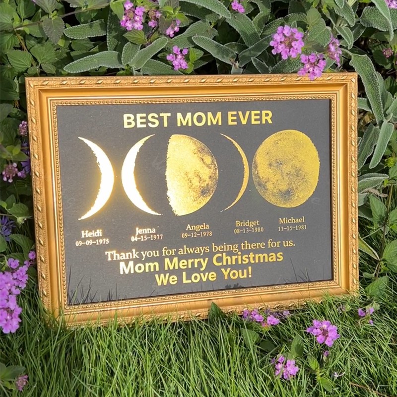 Custom Moon Phase Frame With Text & Date- Mommy's Universe
