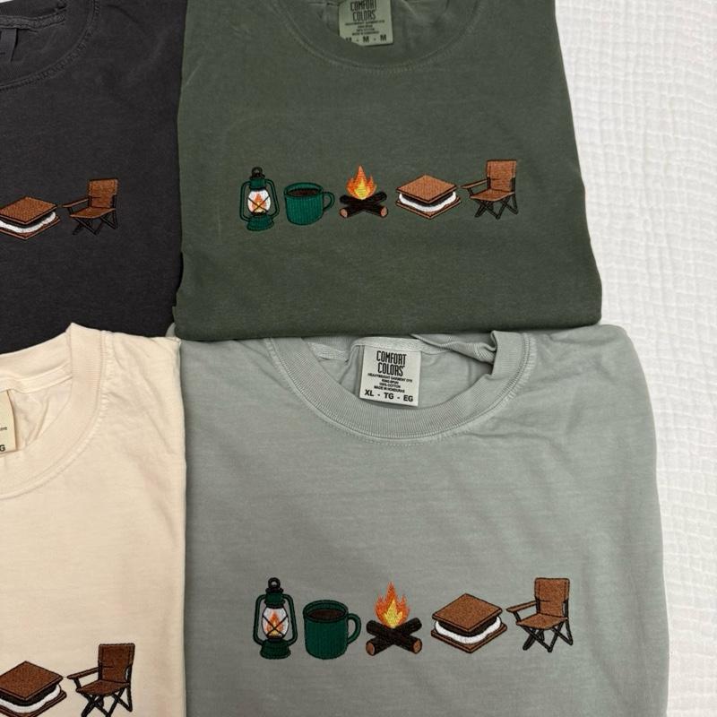 Camping icons smores embroidered