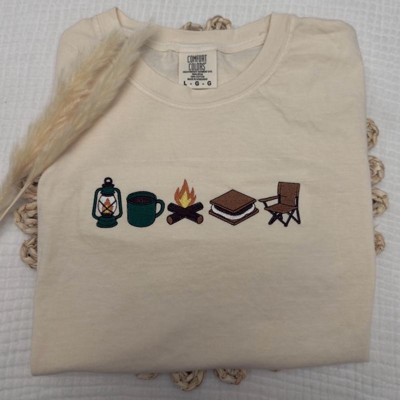 Camping icons smores embroidered