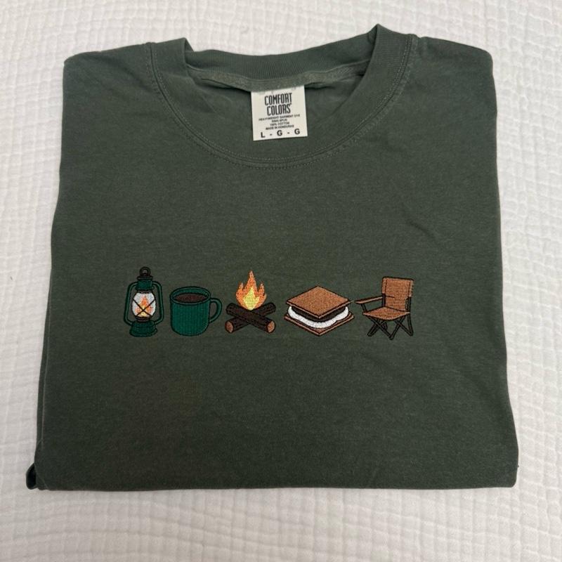 Camping icons smores embroidered