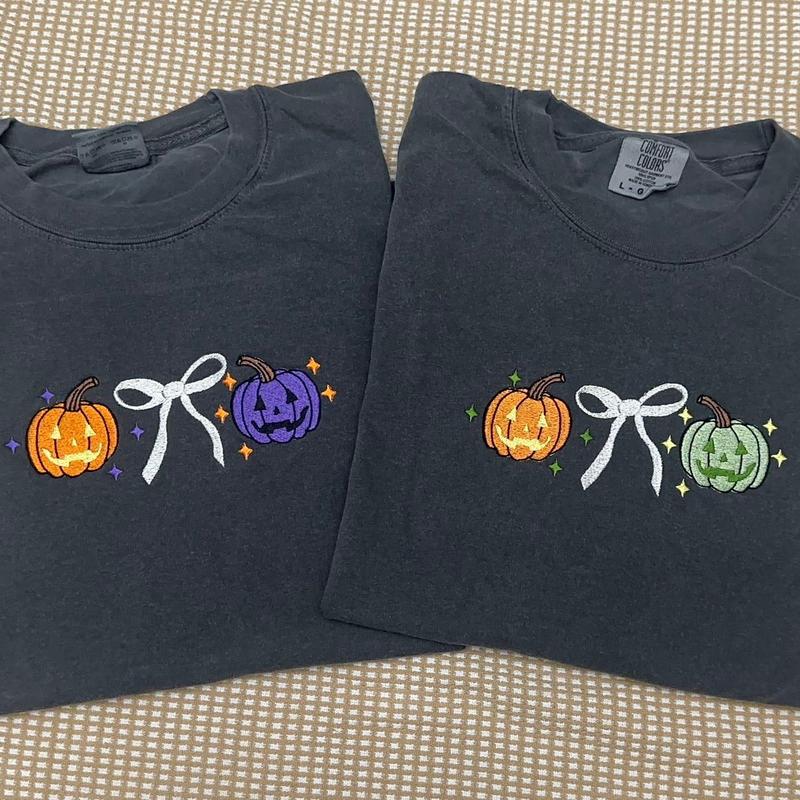 Coquette pumpkins embroidered Sweatershirt