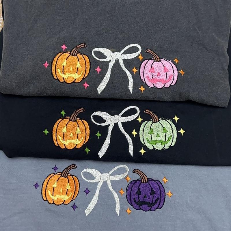 Coquette pumpkins embroidered Sweatershirt