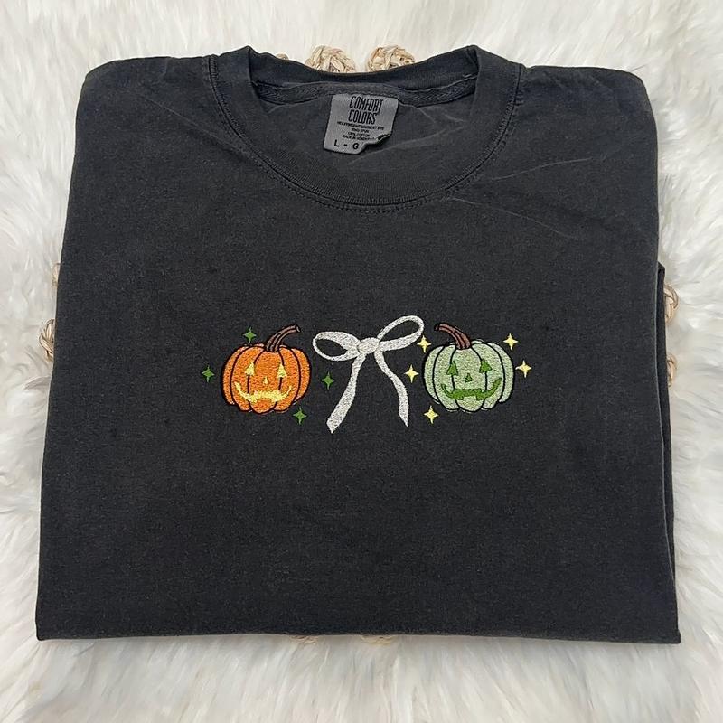 Coquette pumpkins embroidered Sweatershirt