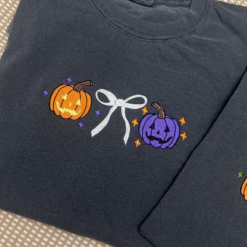 Coquette pumpkins embroidered Sweatershirt