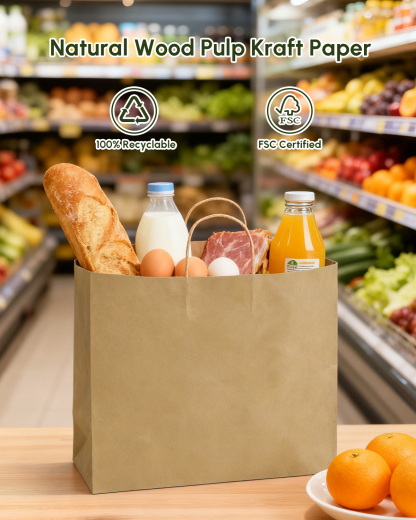 Bolthy Brown Extra Large Kraft Paper Bags 50Pcs 16 x 6 x 12 inches Paper Bags with Handles Gift Bags for Shopping, Wedding, Retail, Party Favor Bags