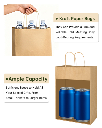 Bolthy Brown Small Kraft Paper Bags 110Pcs 5.91 x 3.15 x 8.27 inches(14x8x20cm) Paper Bags with Handles Gift Bags for Shopping, Wedding, Retail, Party Favor Bags