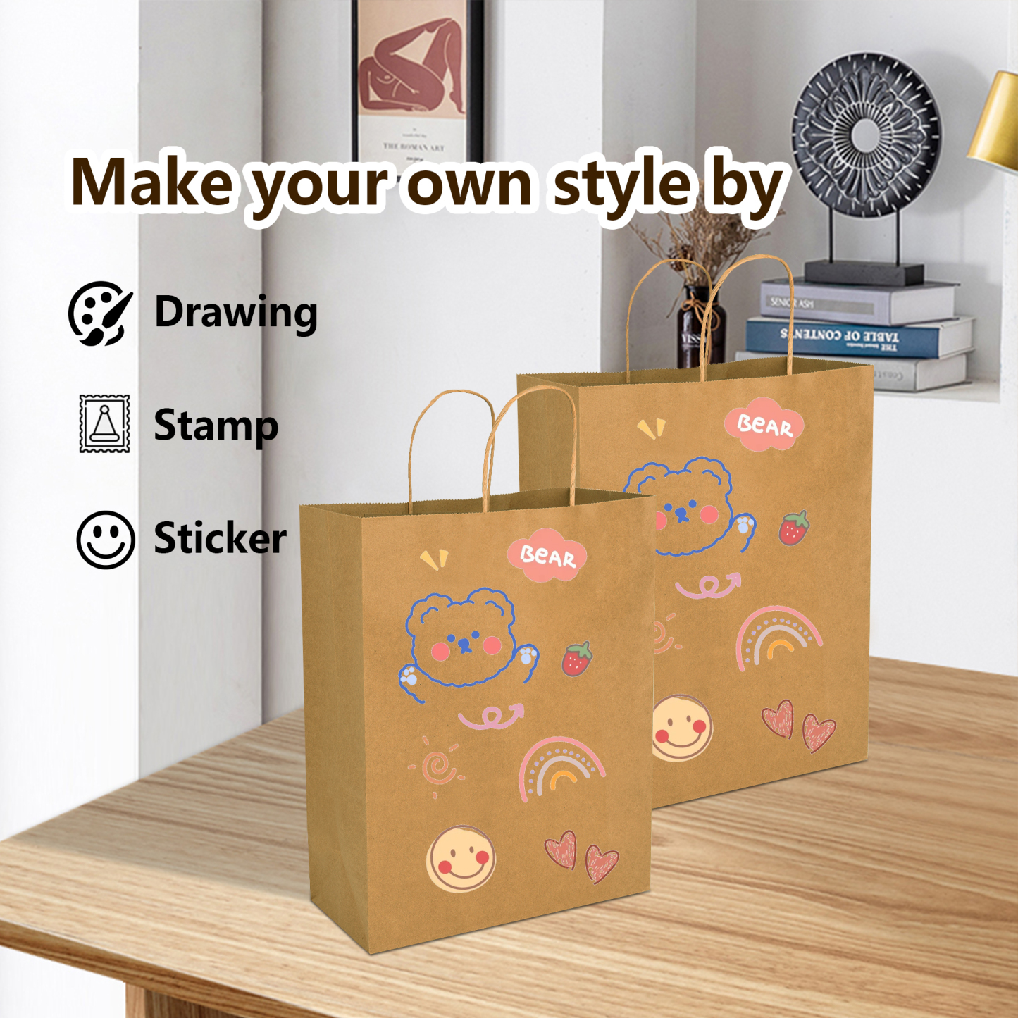 Bolthy Brown Large Kraft Paper Bags 110Pcs 10x5x13 inches(25x12x33cm) Paper Bags with Handles Gift Bags for Shopping, Wedding, Retail, Party Favor Bags