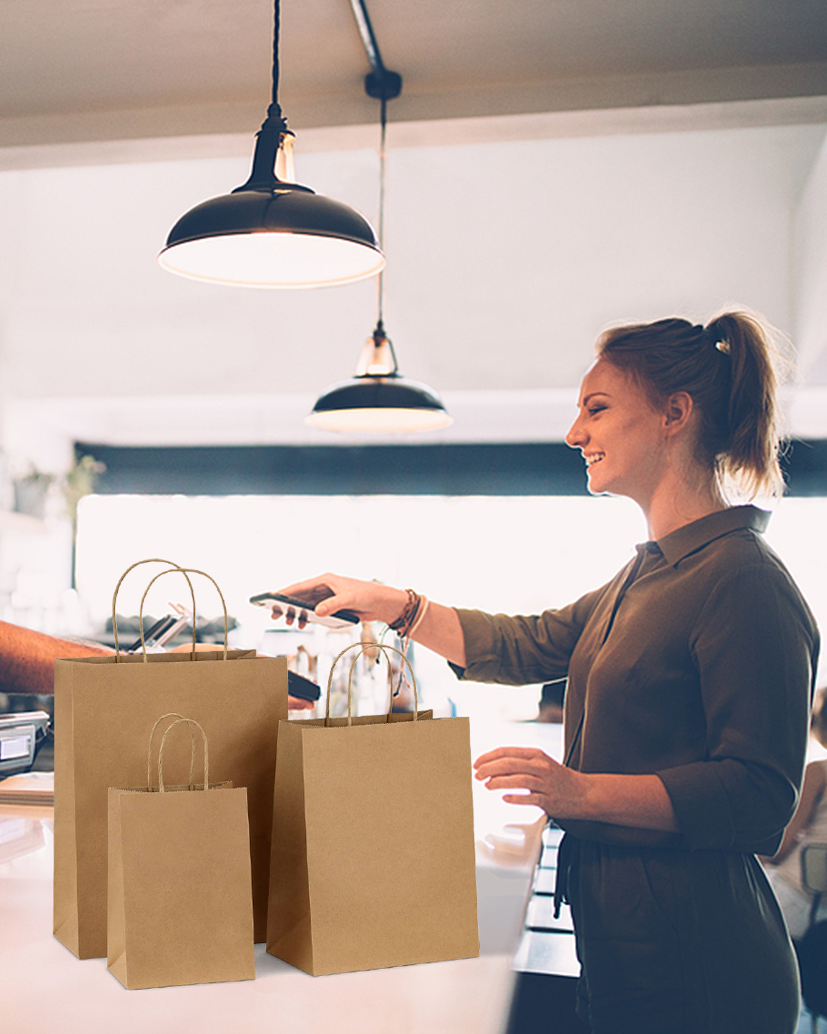 Bolthy Paper Bags - Brown Medium Kraft Paper Bag 100Pcs 8.26 x 4.33 x 10.62 inches (20x11x26cm) Paper Bag with Handle Suitable for Shopping, Wedding, Retail, Party Favor Bags