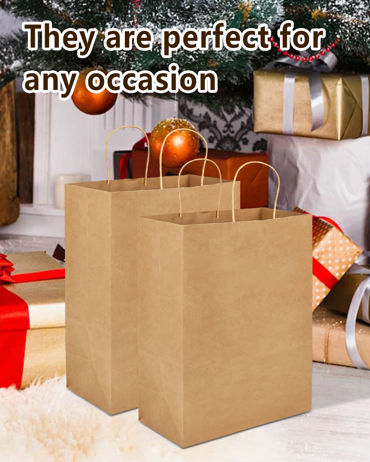 Bolthy Paper Bags - Brown Medium Kraft Paper Bag 100Pcs 8.26 x 4.33 x 10.62 inches (20x11x26cm) Paper Bag with Handle Suitable for Shopping, Wedding, Retail, Party Favor Bags