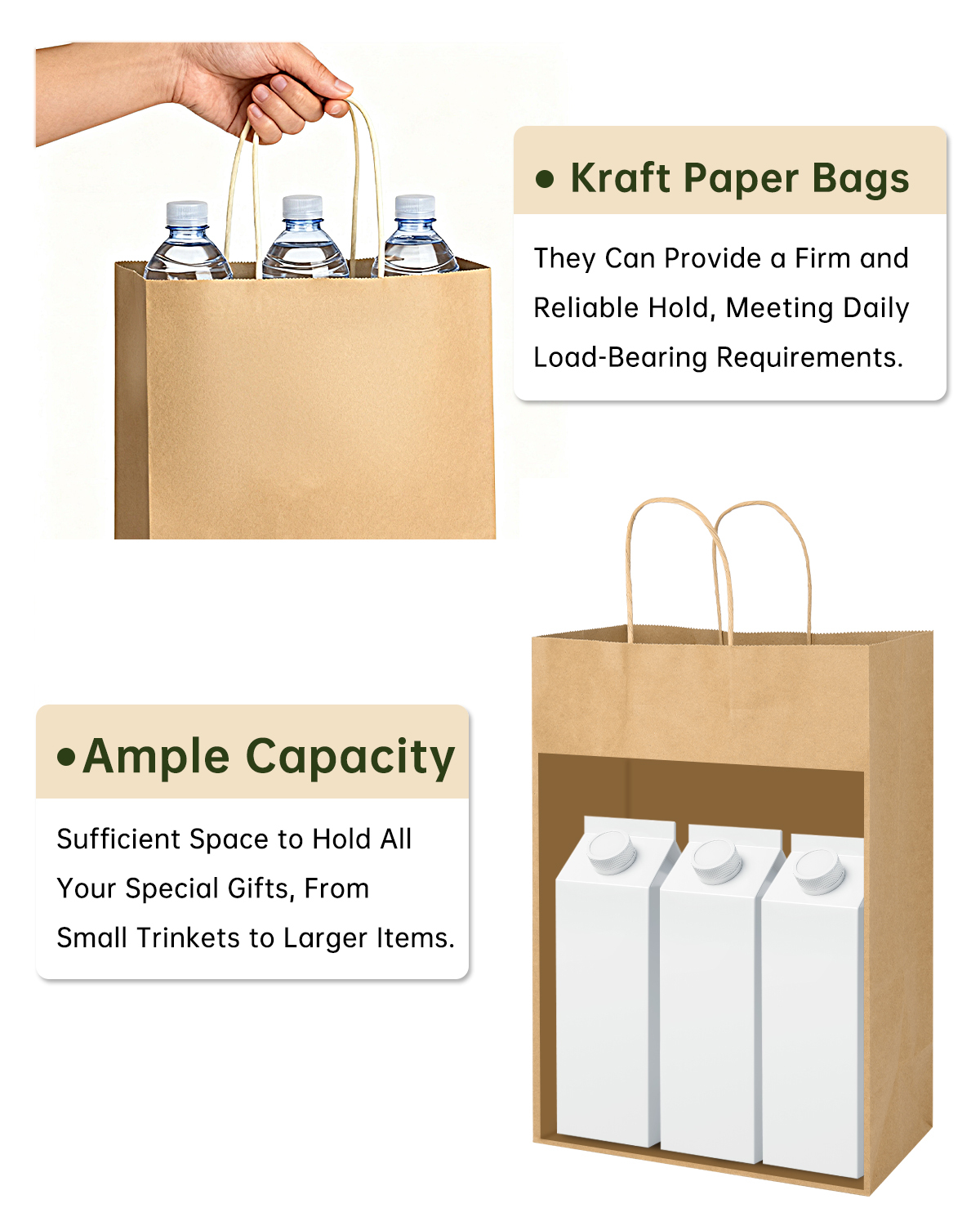 Bolthy Black Large Kraft Paper Bags 100Pcs 10.24 x 4.72 x 12.60 inches(26x12x32cm) Paper Bags with Handles Gift Bags for Shopping, Wedding, Retail, Party Favor Bags