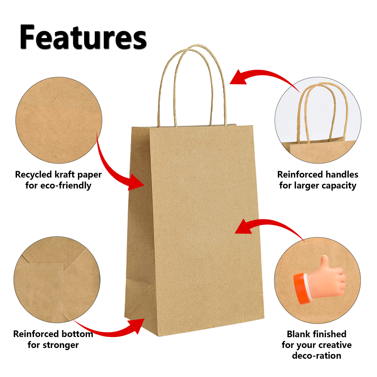 Bolthy Brown Small Kraft Paper Bags 110Pcs 5.91 x 3.15 x 8.27 inches(14x8x20cm) Paper Bags with Handles Gift Bags for Shopping, Wedding, Retail, Party Favor Bags