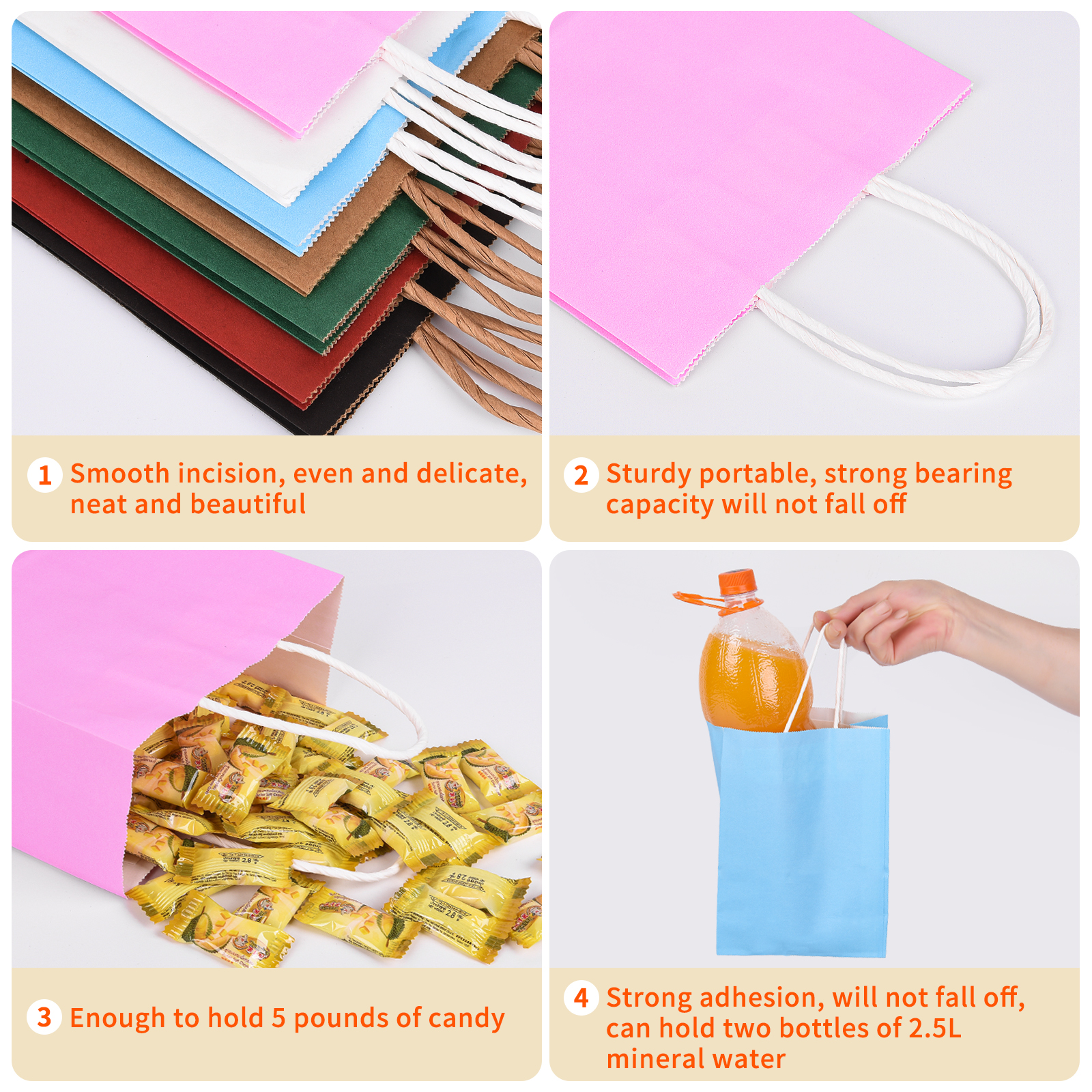 Bolthy MINI Black Kraft Paper Bags Small 25 PCS 5.91 x 3.15 x 8.26 inches(14x8x20cm) Small Kraft Paper Gift Bags with Handles Bulk Shopping Bags, Retail Bags, Merchandise Bags, Party Favor Bags