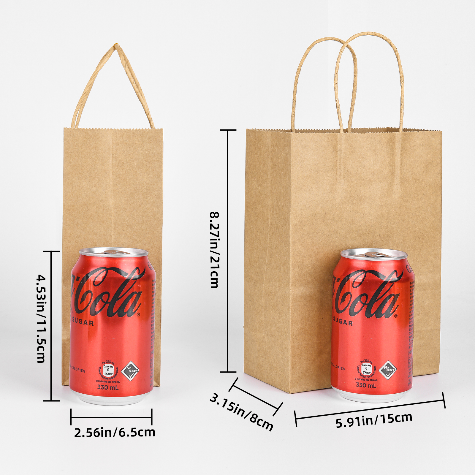 Bolthy Brown Small Kraft Paper Bags 110Pcs 5.91 x 3.15 x 8.27 inches(14x8x20cm) Paper Bags with Handles Gift Bags for Shopping, Wedding, Retail, Party Favor Bags